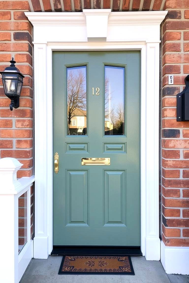 Classic Sage Green Front Door - 24 Sage Green Painted Brick House Ideas