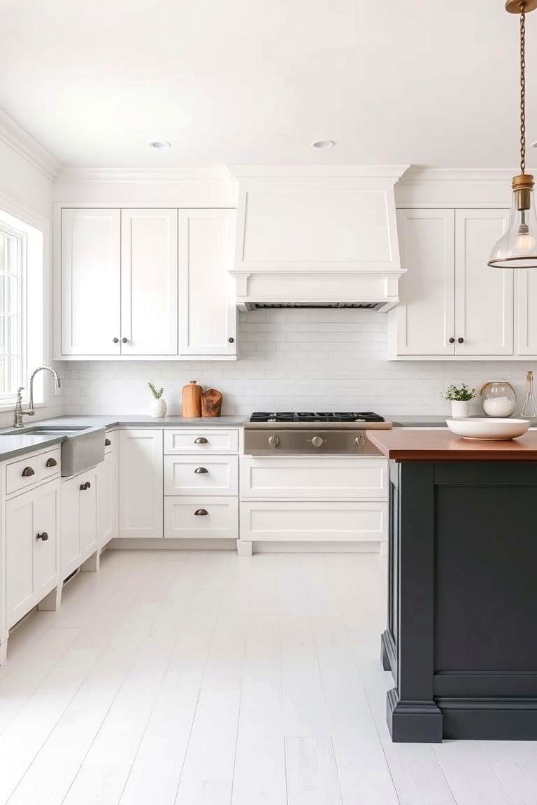 Classic Shaker with Charcoal Island - 24 White Kitchen Cabinets With Grey Island Ideas