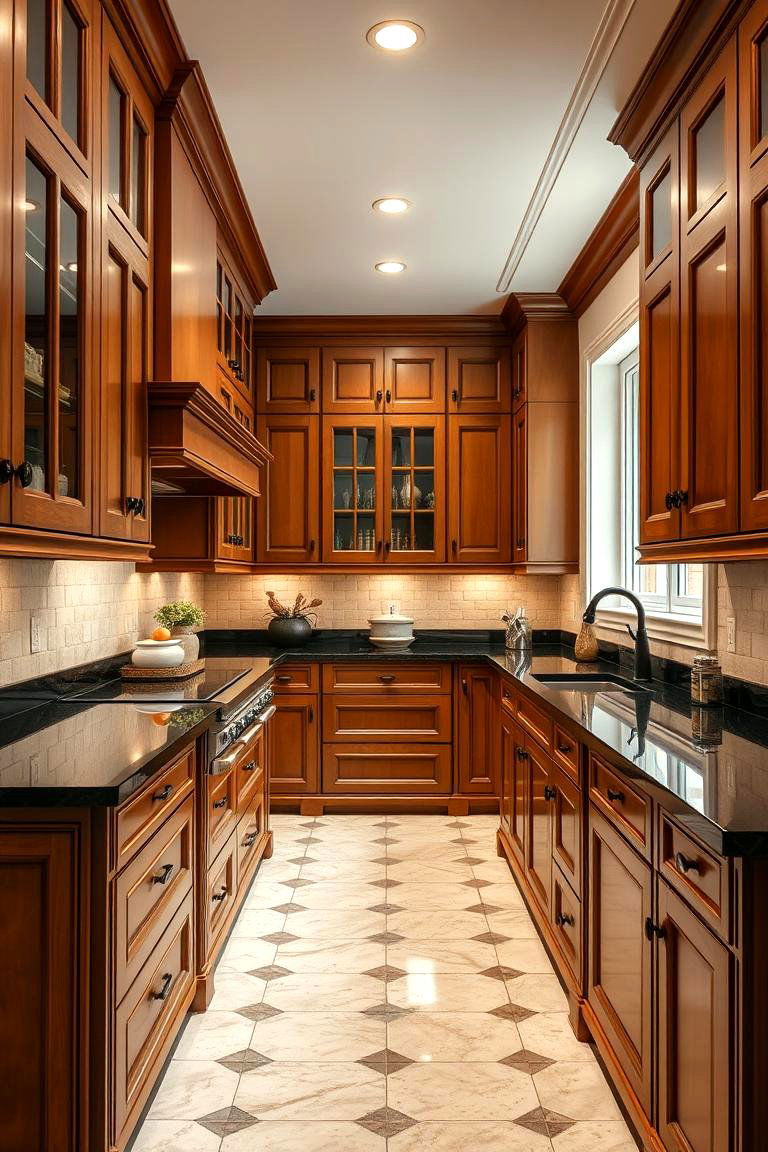 Classic Sophistication - 24 kitchen with brown cabinets and black countertops ideas