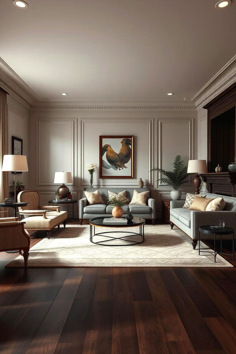 Classic Sophistication with Timeless Tones - 24 Dark Brown Floor Living Room Ideas