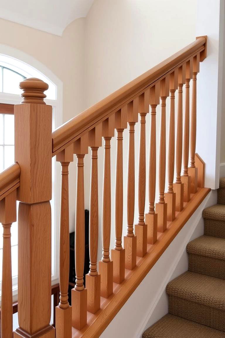 Classic Spindle Railing - 24 Wood Stair Railing Ideas