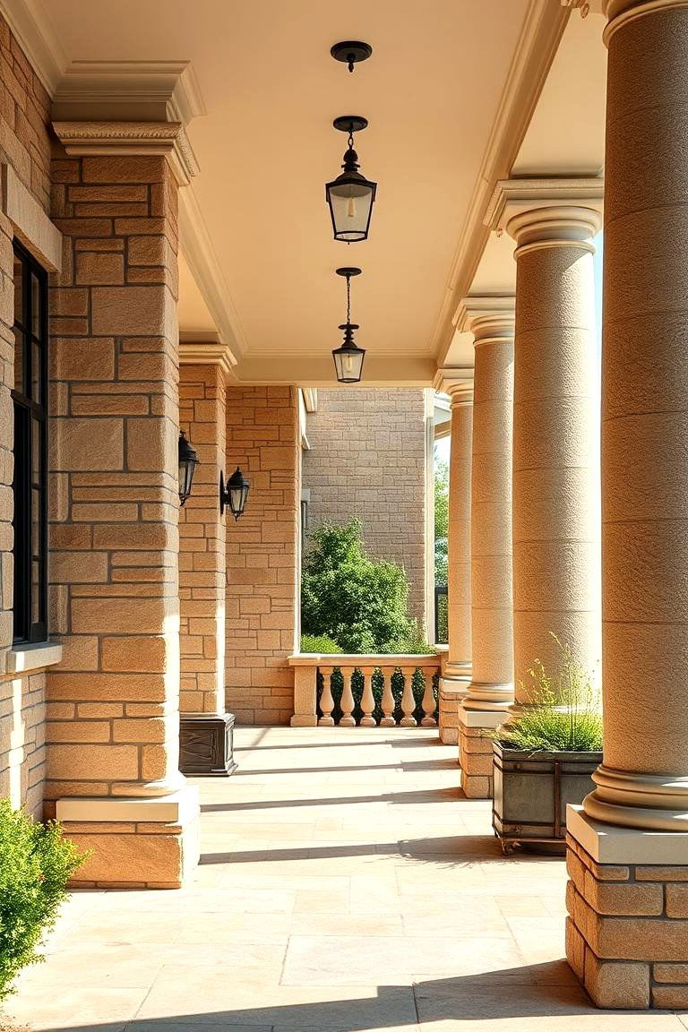 Classic Stone Columns - 24 Stone Porch Ideas