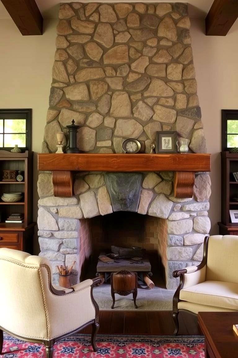 Classic Stone Fireplace - 24 French Country Fireplace Ideas