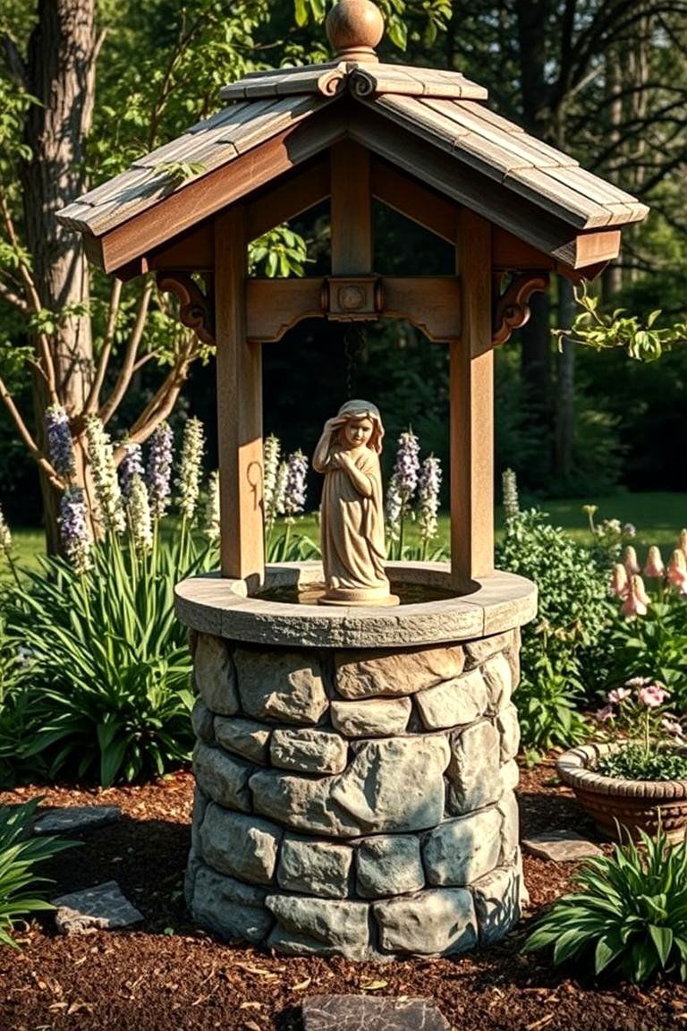 Classic Stone Wishing Well - 24 Outdoor Wishing Well Garden Ideas
