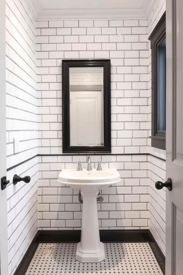 Classic Subway Tile with Dark Grout - 24 White Tile Bathroom Ideas