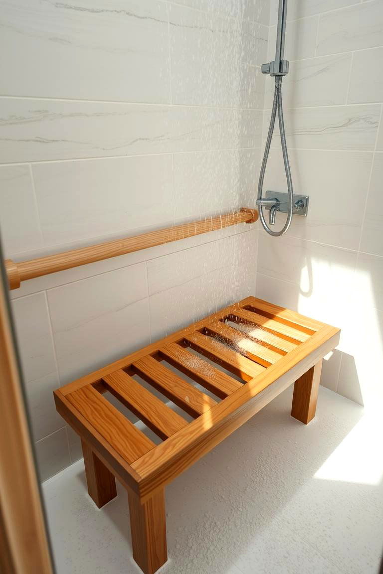Classic Teak Shower Bench - 24 Shower Bench Ideas