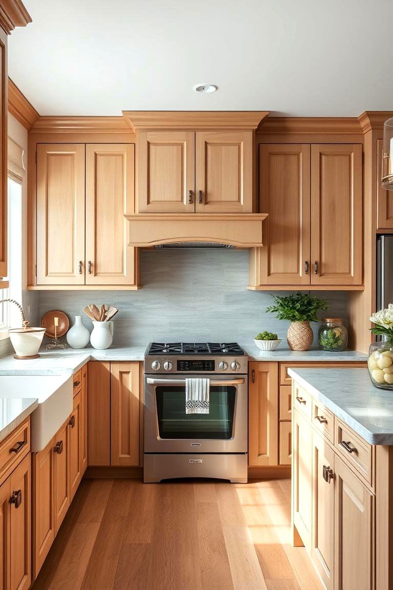 Classic Transitional Style - 24 Kitchens With Light Wood Cabinets