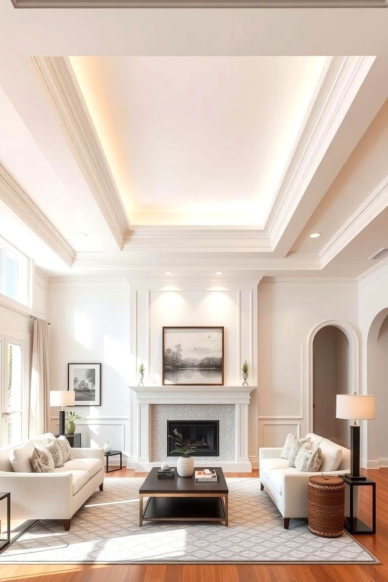 Classic Tray Ceiling - 24 Living Room Ceiling Ideas