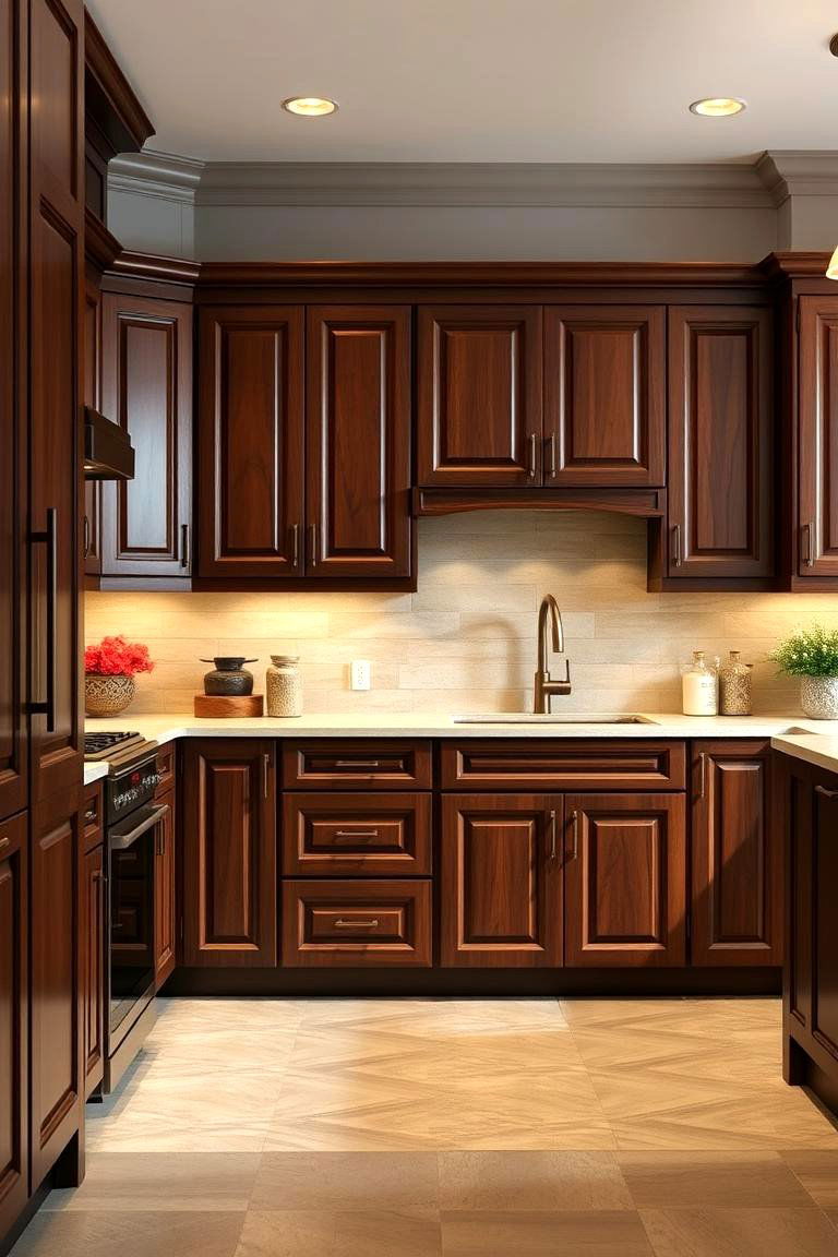 Classic Walnut Elegance - 24 Brown Kitchen Cabinets Ideas