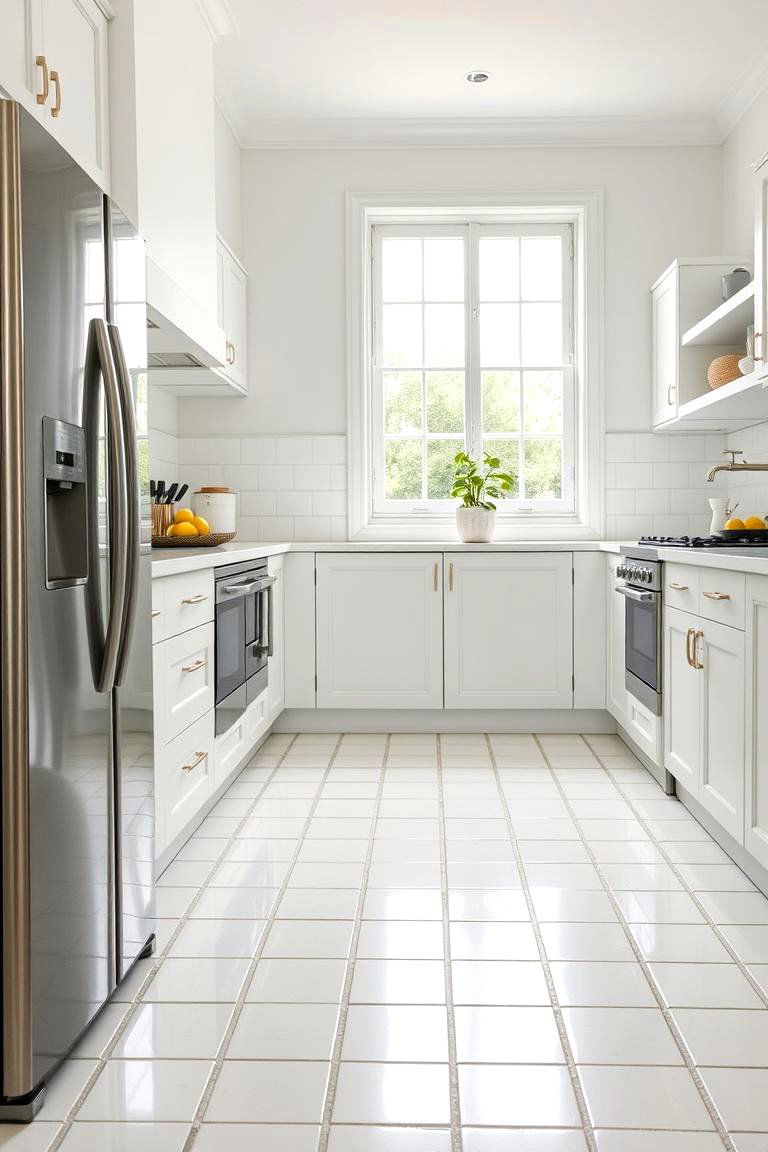 Classic White Ceramic Tiles - 24 White Kitchen Floor Ideas