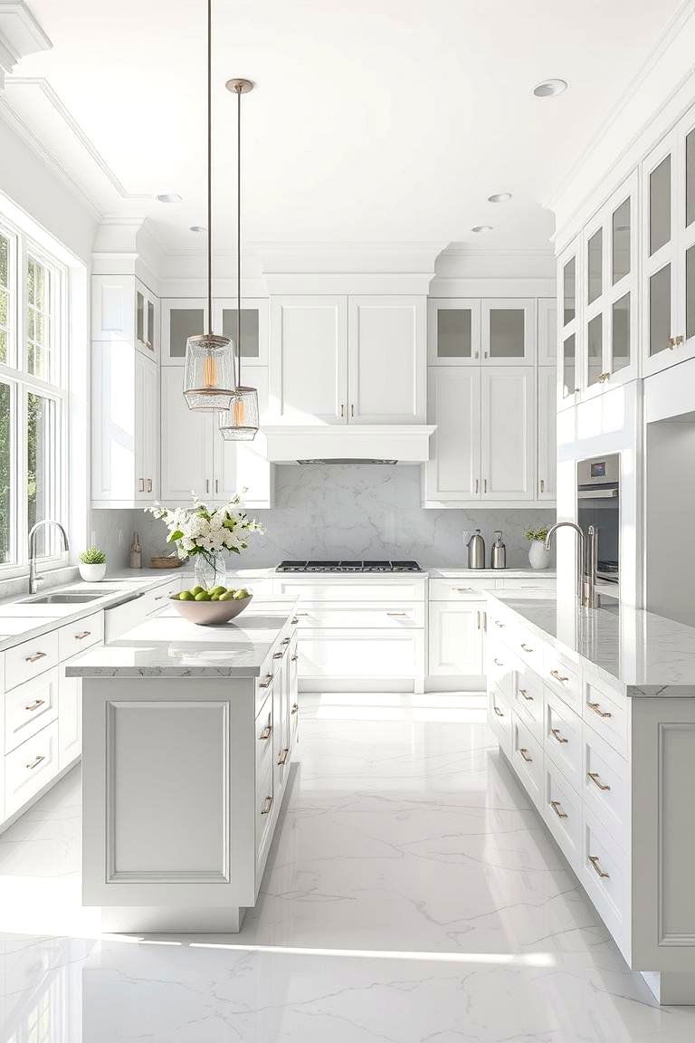 Classic White Elegance - 24 Kitchen Island Color Ideas