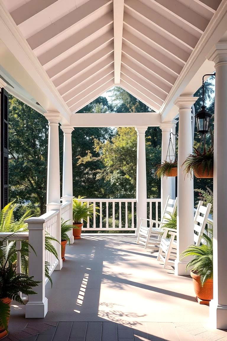 Classic White Gable Porch - 24 Open Gable Porch Ideas
