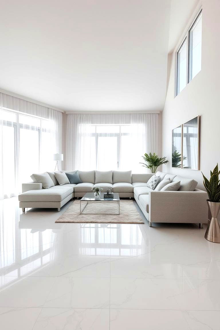 Classic White Marble Elegance - 24 Marble Floor Living Room Ideas