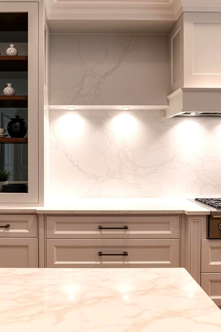 Classic White Marble for Sophistication - 24 Kitchen Backsplash Ideas