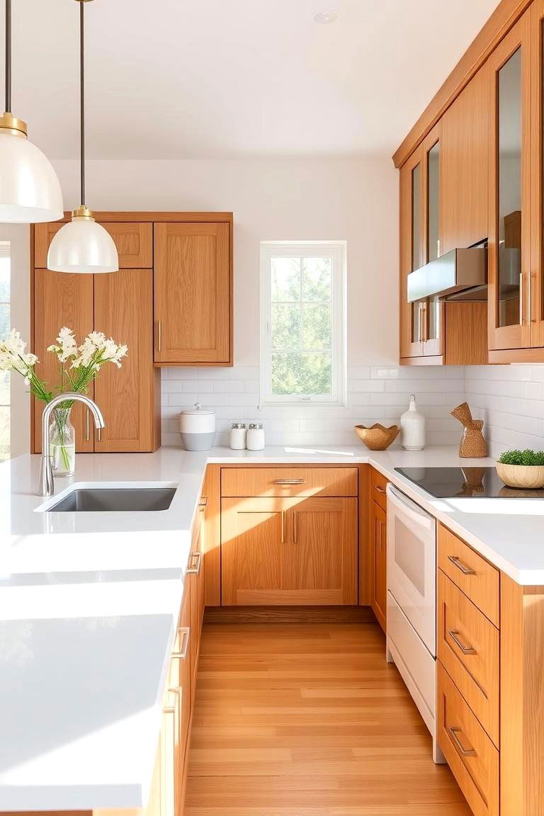 Classic White Quartz - 24 what color countertops go with oak cabinets