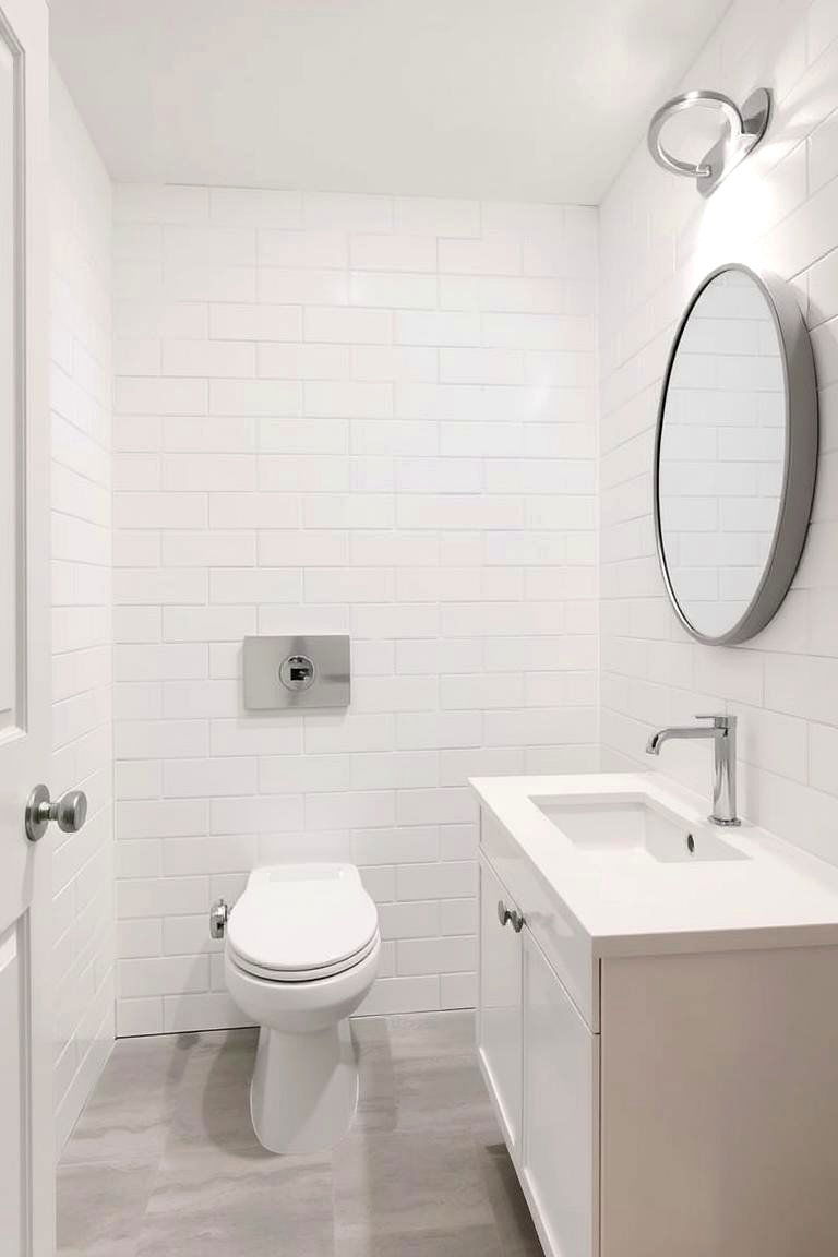 Classic White and Gray Combination - 24 Bathroom Backsplash Ideas
