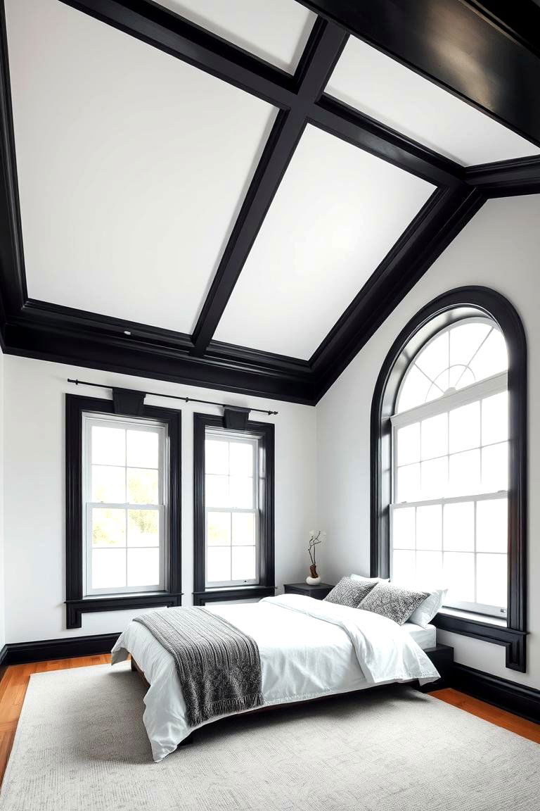 Classic White with Bold Trim - 24 Bedroom Wall Painting Ideas