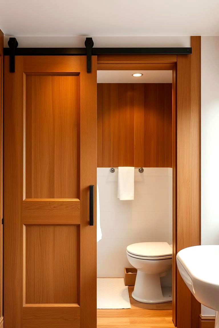 Classic Wood Pocket Door - 24 Bathroom Pocket Door Ideas