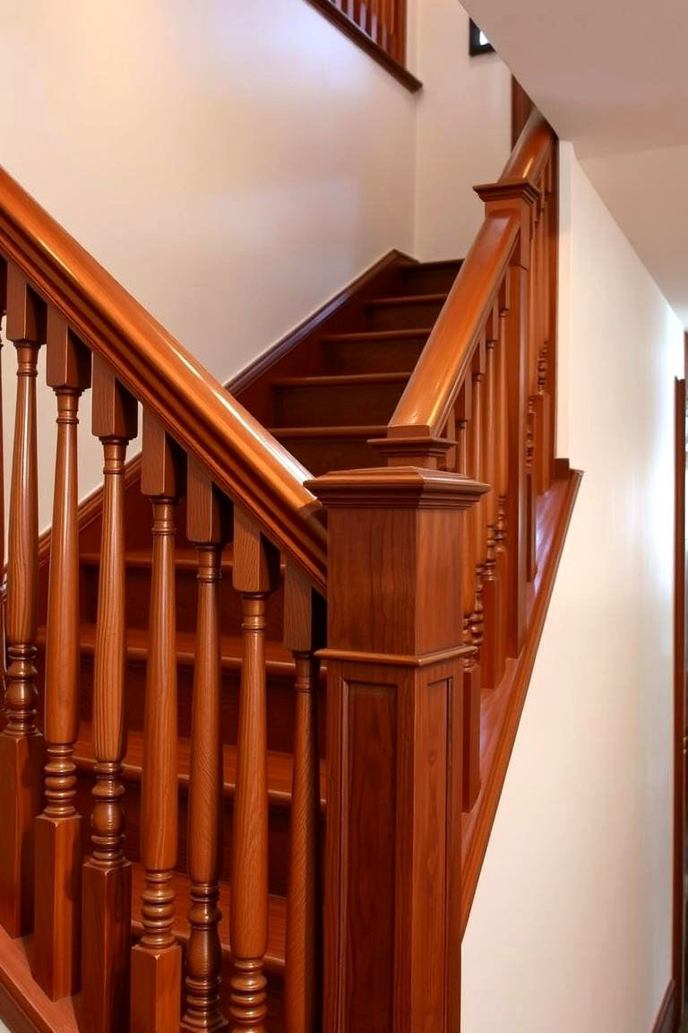 Classic Wooden Baluster Elegance - 24 Stair Railing Ideas