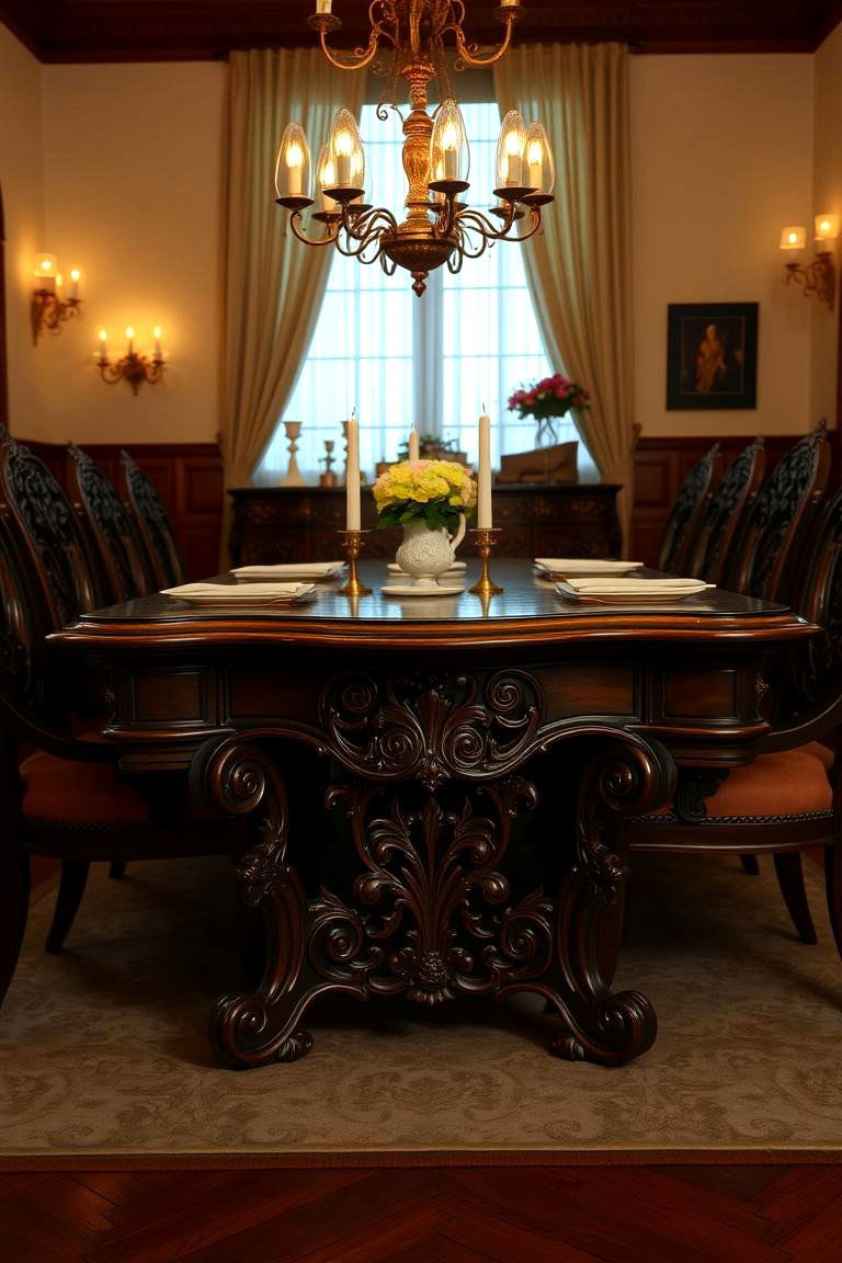 Classic Wooden Dining Table with Intricate Detailing - 24 Formal Dining Room Ideas