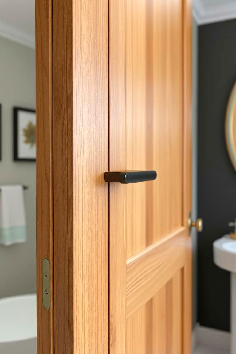 Classic Wooden Door with a Modern Twist - 24 Bathroom Door Ideas