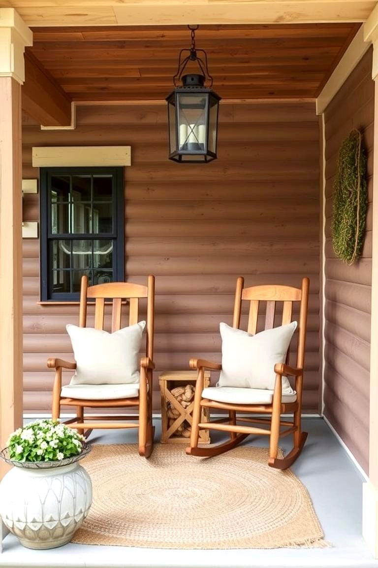 Classic Wooden Rocking Chairs - 24 Rustic Front Porch Ideas