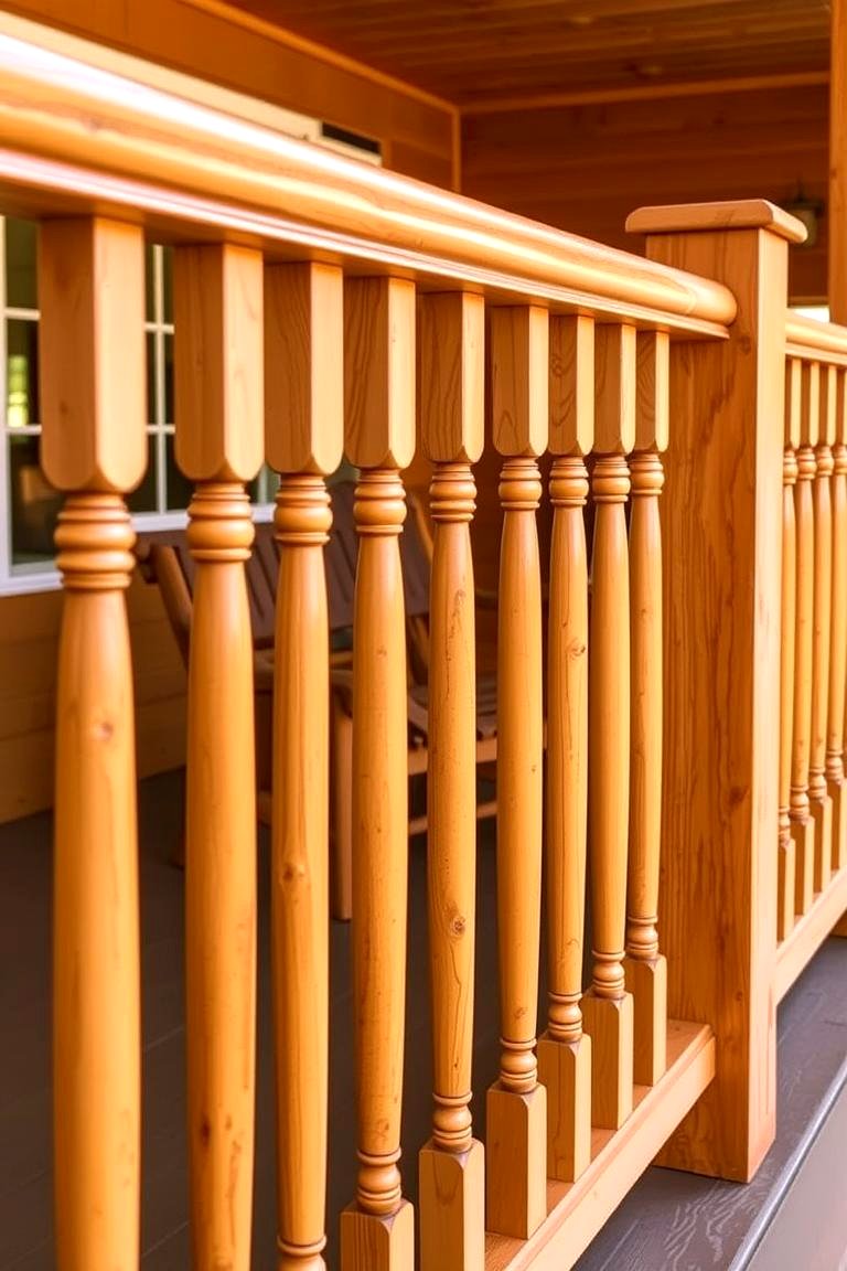 Classic Wooden Spindle Railing - 24 Porch Railing Ideas