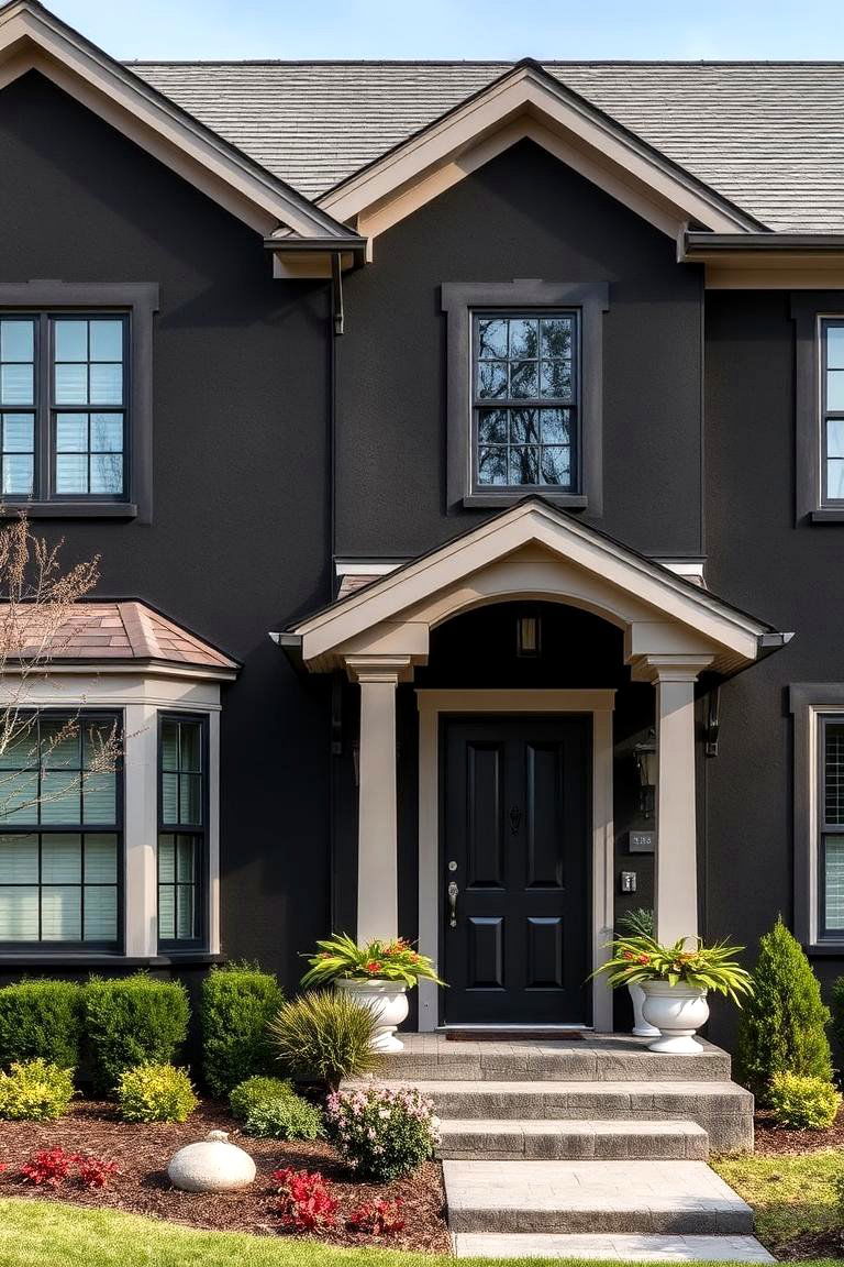 Classic Yet Contemporary Design - 24 Black Stucco House Ideas