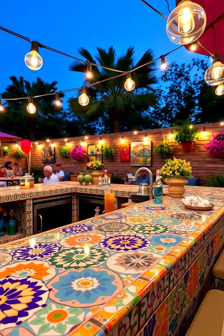 Classic and Customizable Ceramic Tile - 24 Outdoor Countertop Ideas