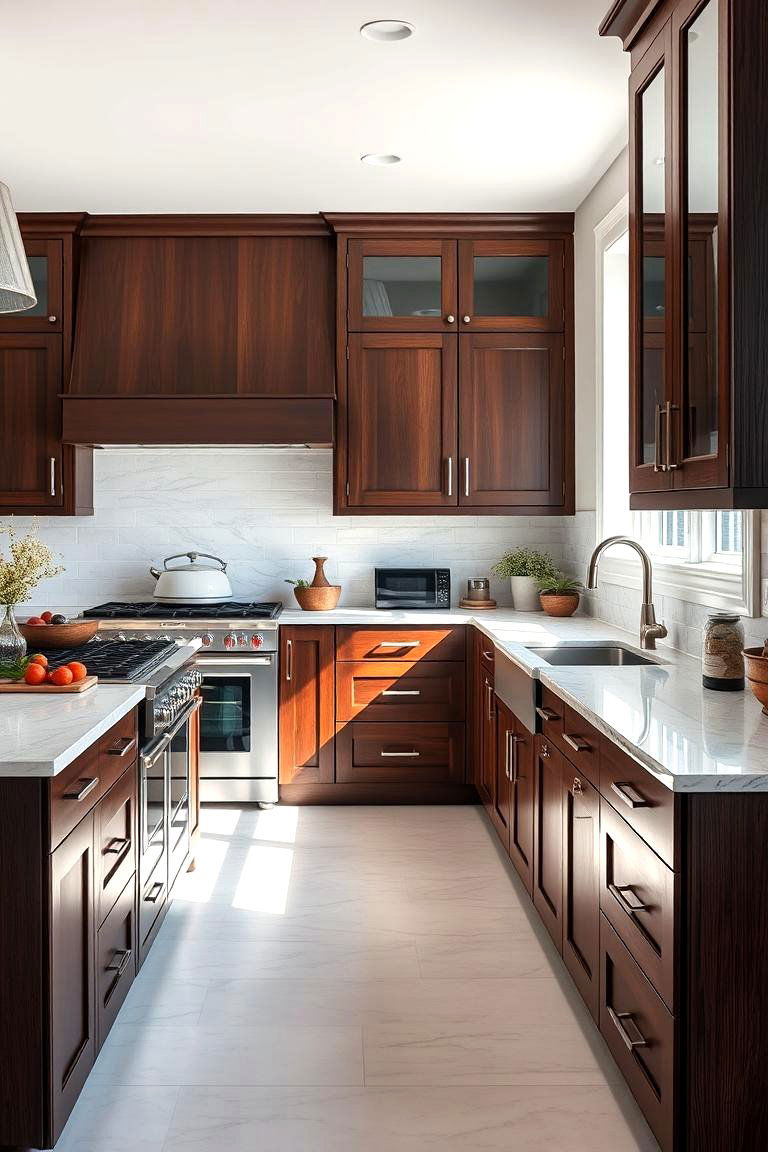 Classic to Modern Fusion in Design - 24 Dark Wood Kitchen Cabinets