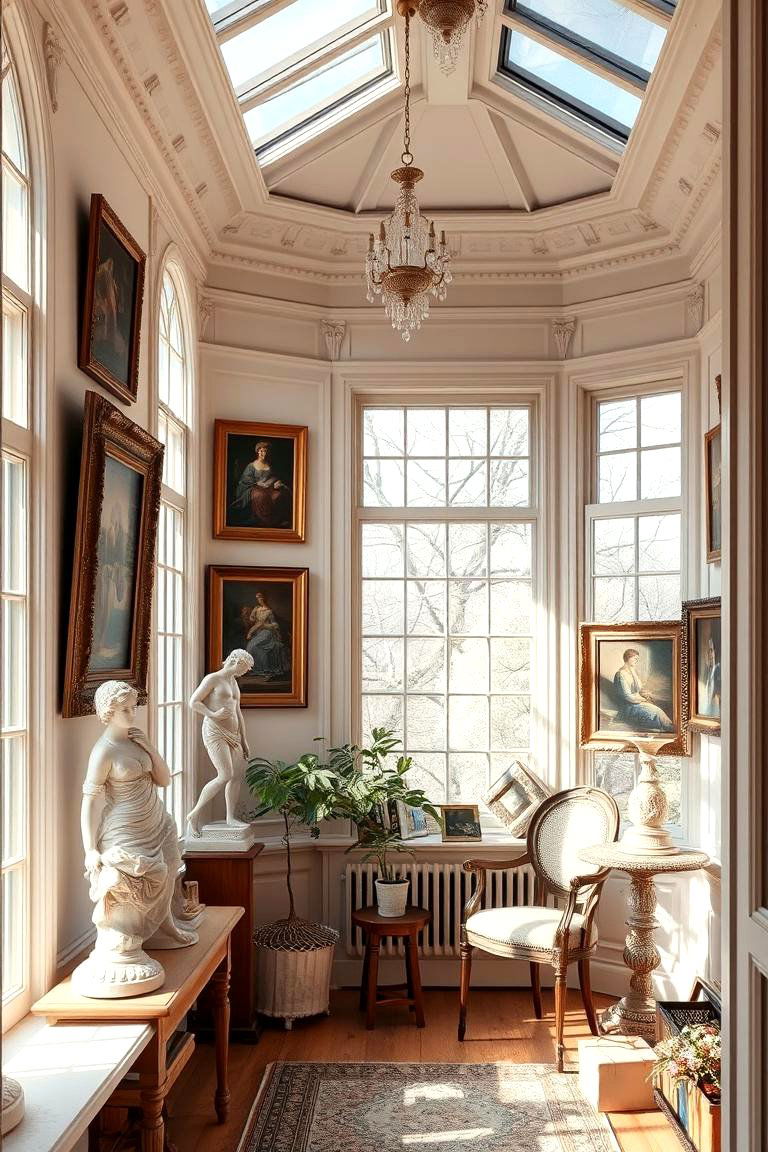 Classical Artwork Display in a Sunroom - 24 Victorian Sunroom Ideas