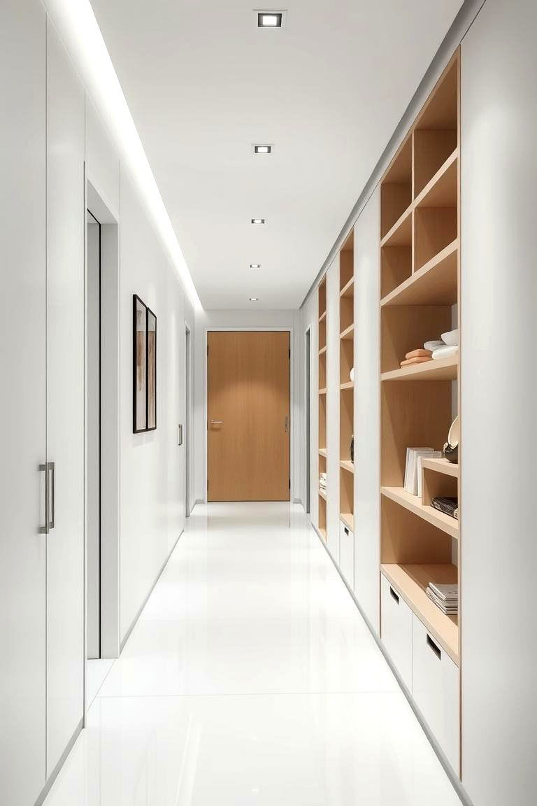 Clean Lines with Modern Built ins - 24 Black and White Hallway Ideas
