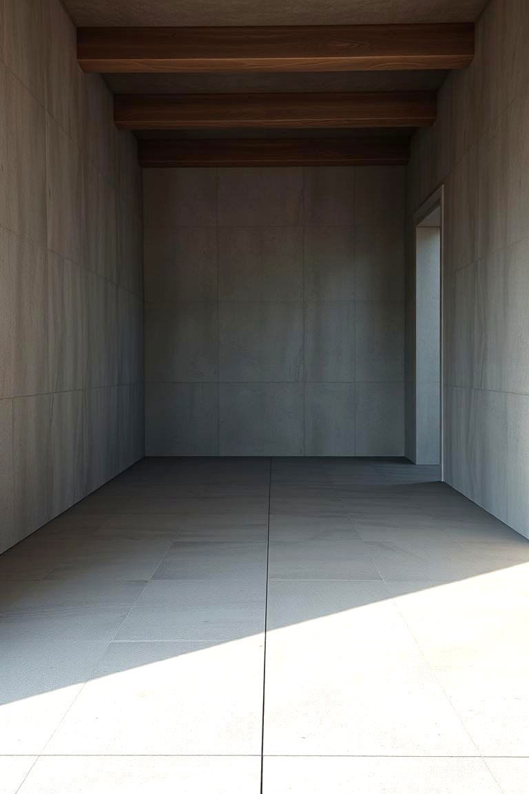 Clean Minimalist Concrete Overlay - 24 Man Cave Flooring Ideas