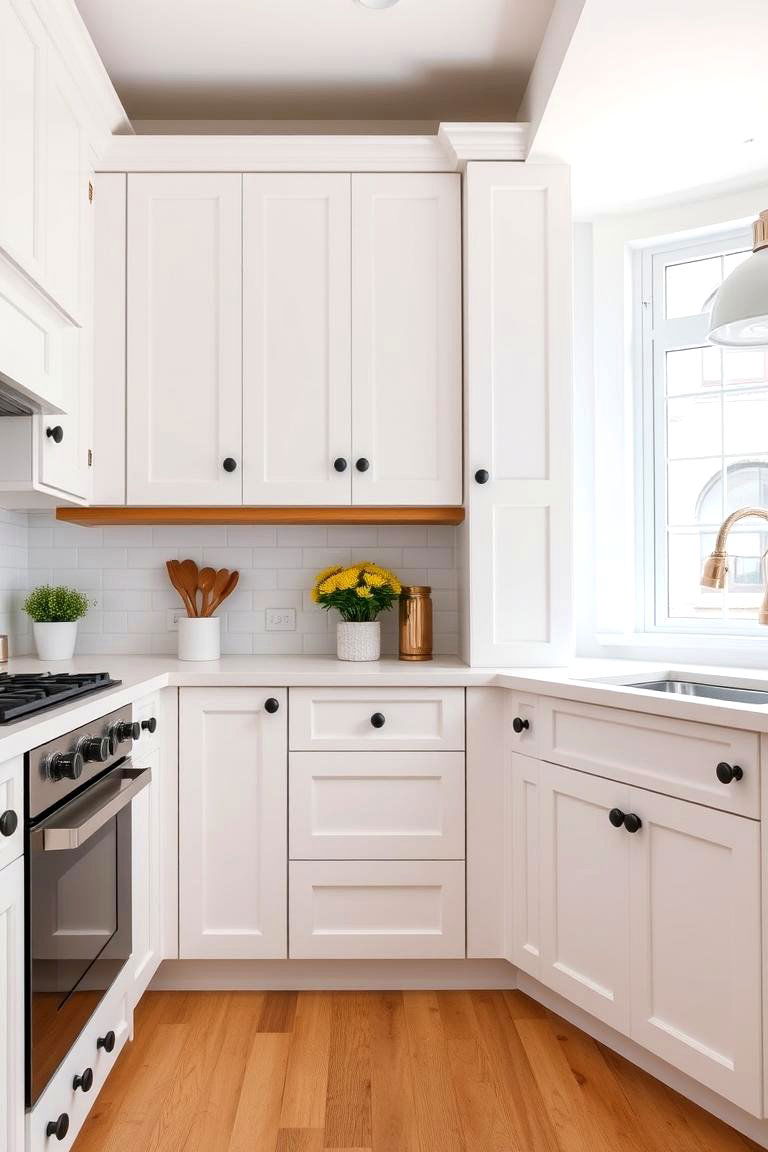 Clean and Fresh Aesthetic - 24 White Kitchen Cabinets With Black Hardware