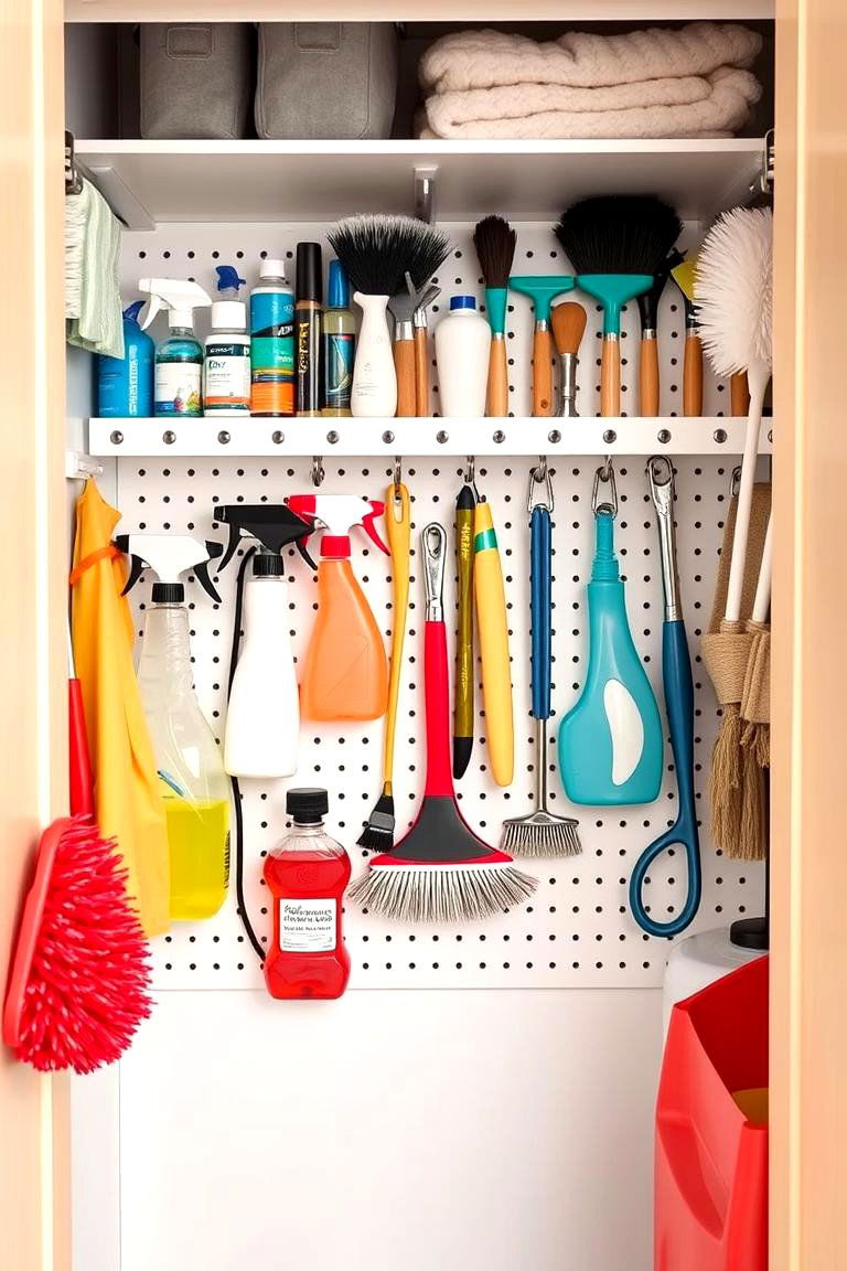 Cleaning Supply Storage - 24 Pegboard Ideas