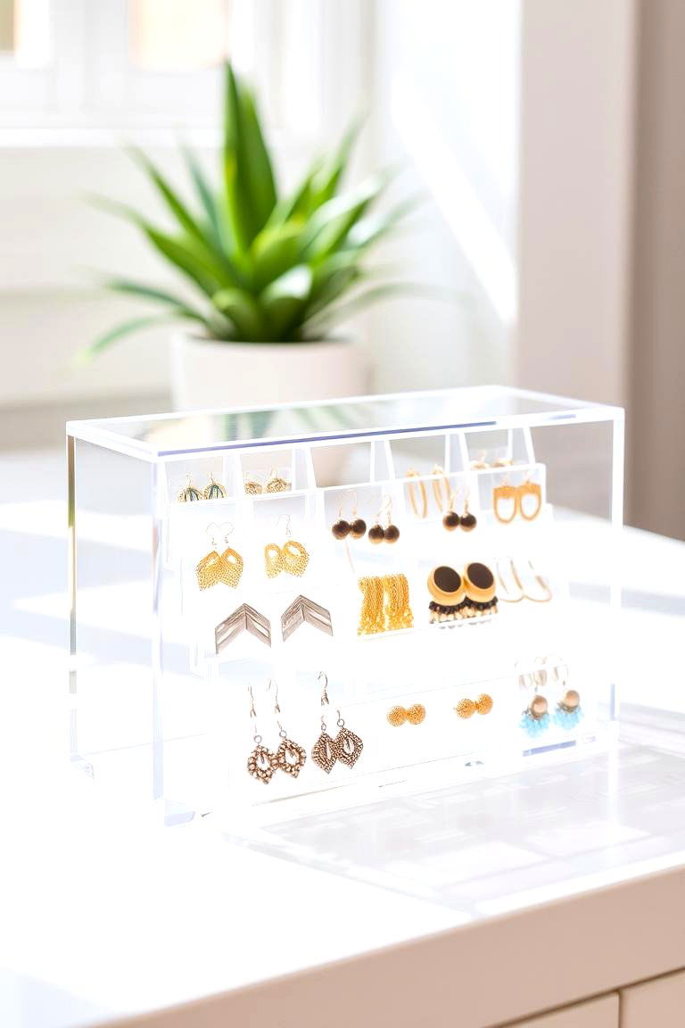 Clear Acrylic Organizer - 24 Earring Storage Ideas
