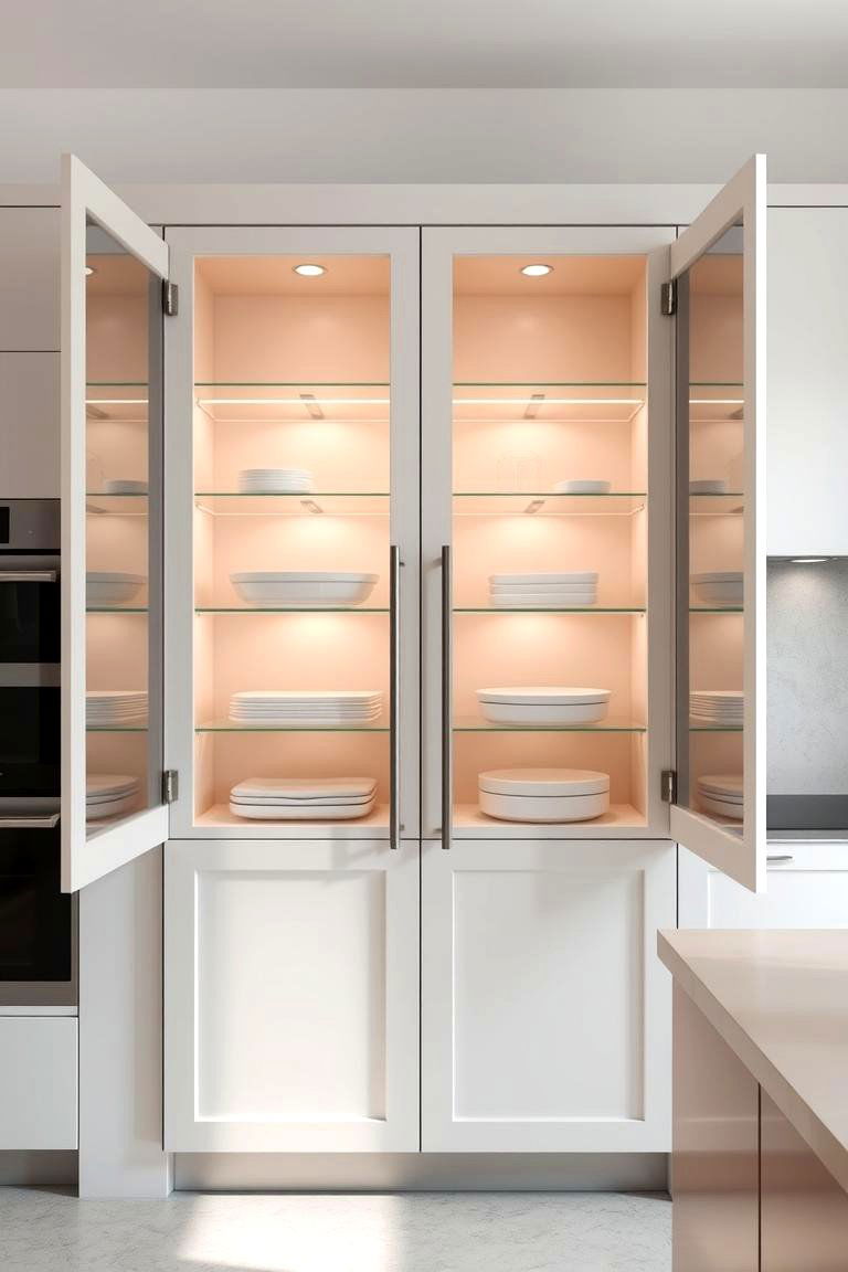 Clear Fronted Cabinet Doors for Instant Organization - 24 cabinet storage ideas
