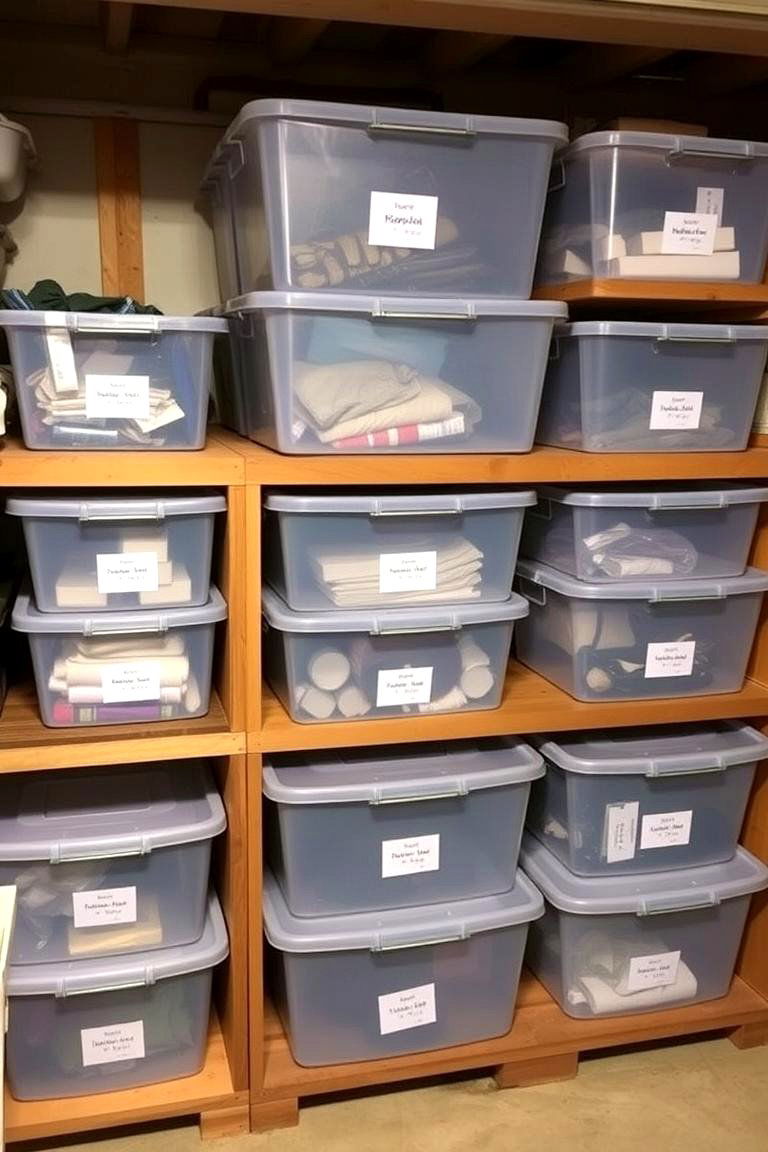 Clear Plastic Bins for Easy Visibility - 24 Basement Storage Ideas