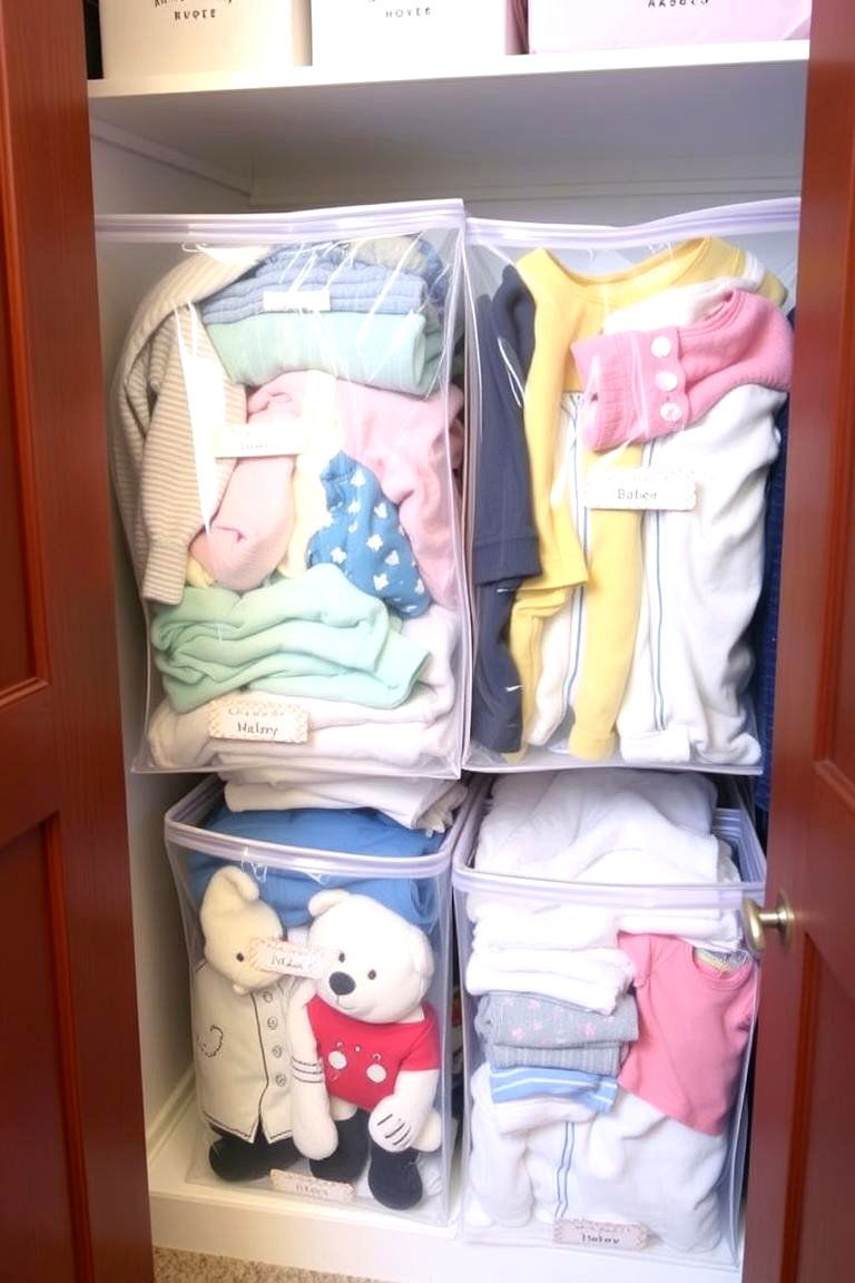 Clear Storage Bags for Seasonal Clothing - 24 Nursery Closet Ideas