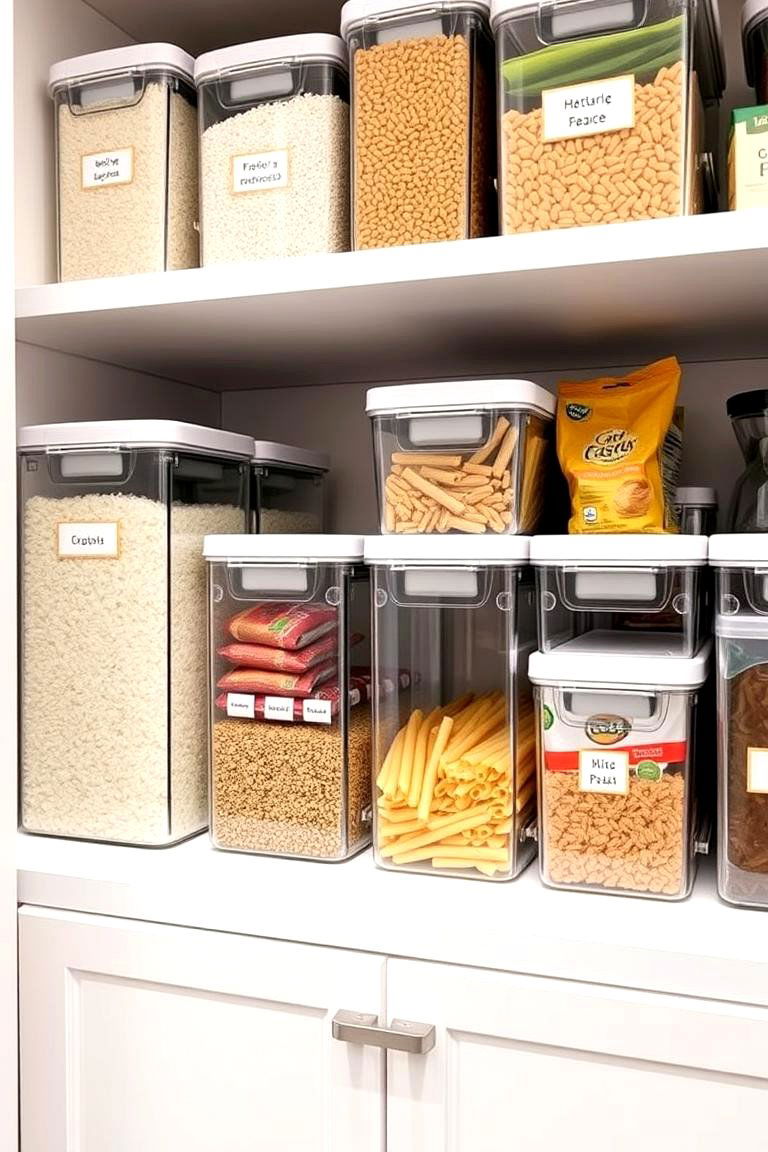 Clear Storage Containers for Easy Access - 24 Kitchen Pantry Ideas