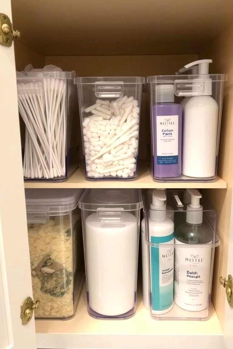 Clear Storage Containers for Visibility - 24 Bathroom Cabinet Organizing Ideas