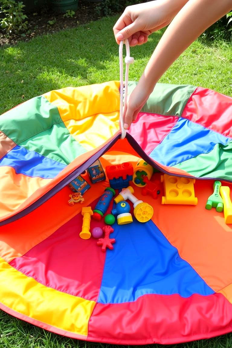 Clever Portable Play Mats with Built In Storage - 24 Outdoor Toy Storage Ideas