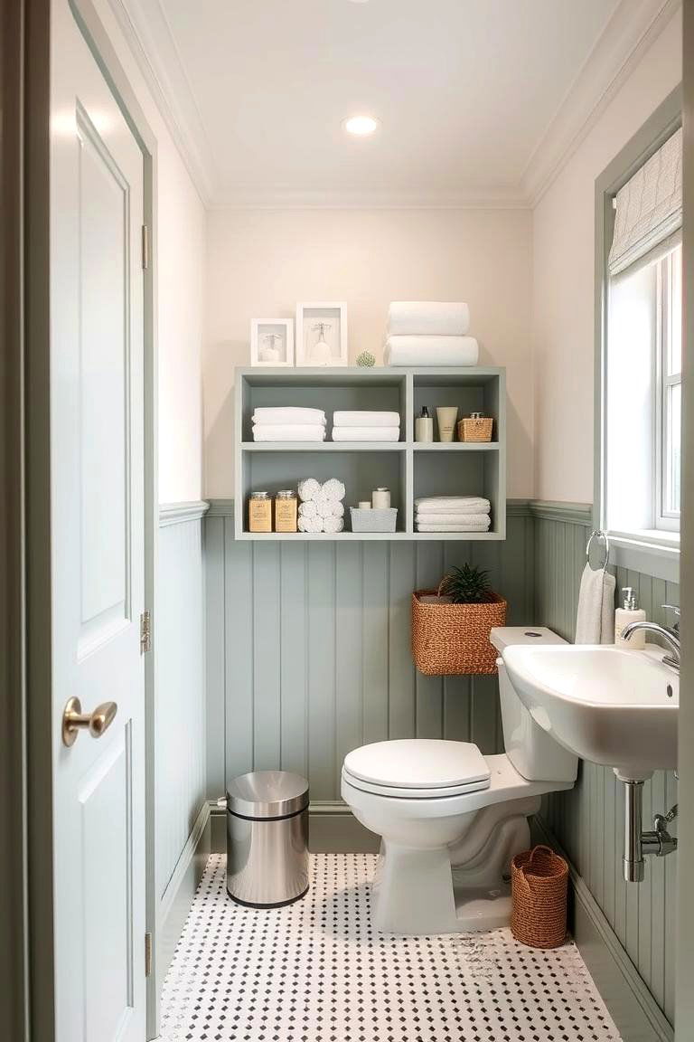 Clever Storage Ideas - 24 Sage Green and Cream Bathroom Ideas