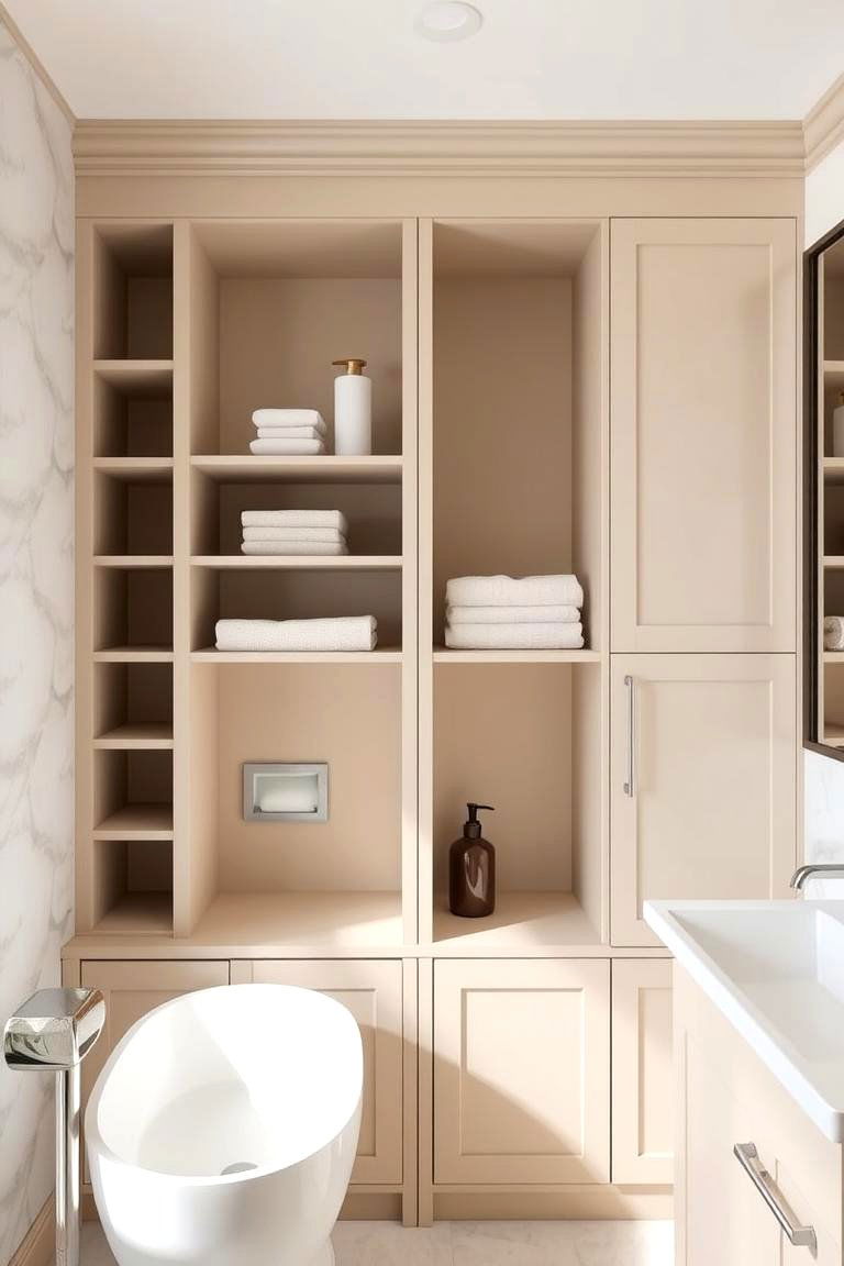 Clever Storage Solutions - 24 Beige Bathroom Ideas