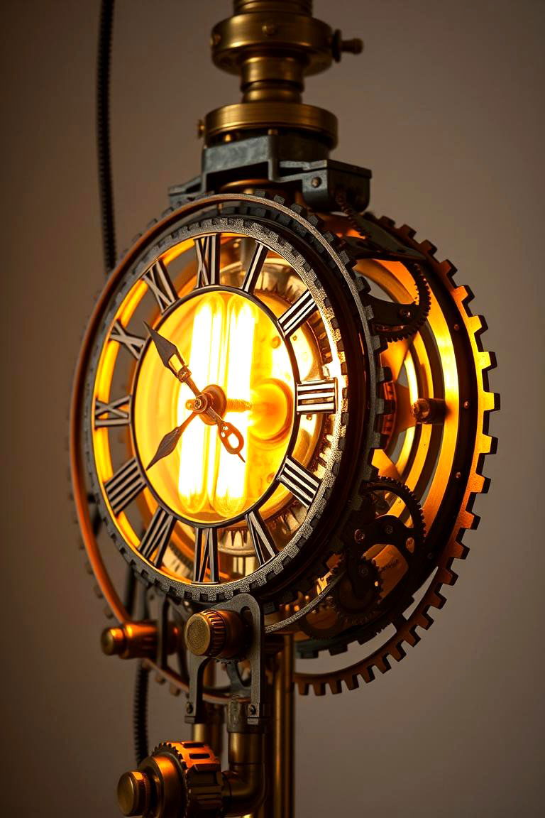 Clockwork Floor Lamp Brilliance - 24 Steampunk Bedroom Ideas