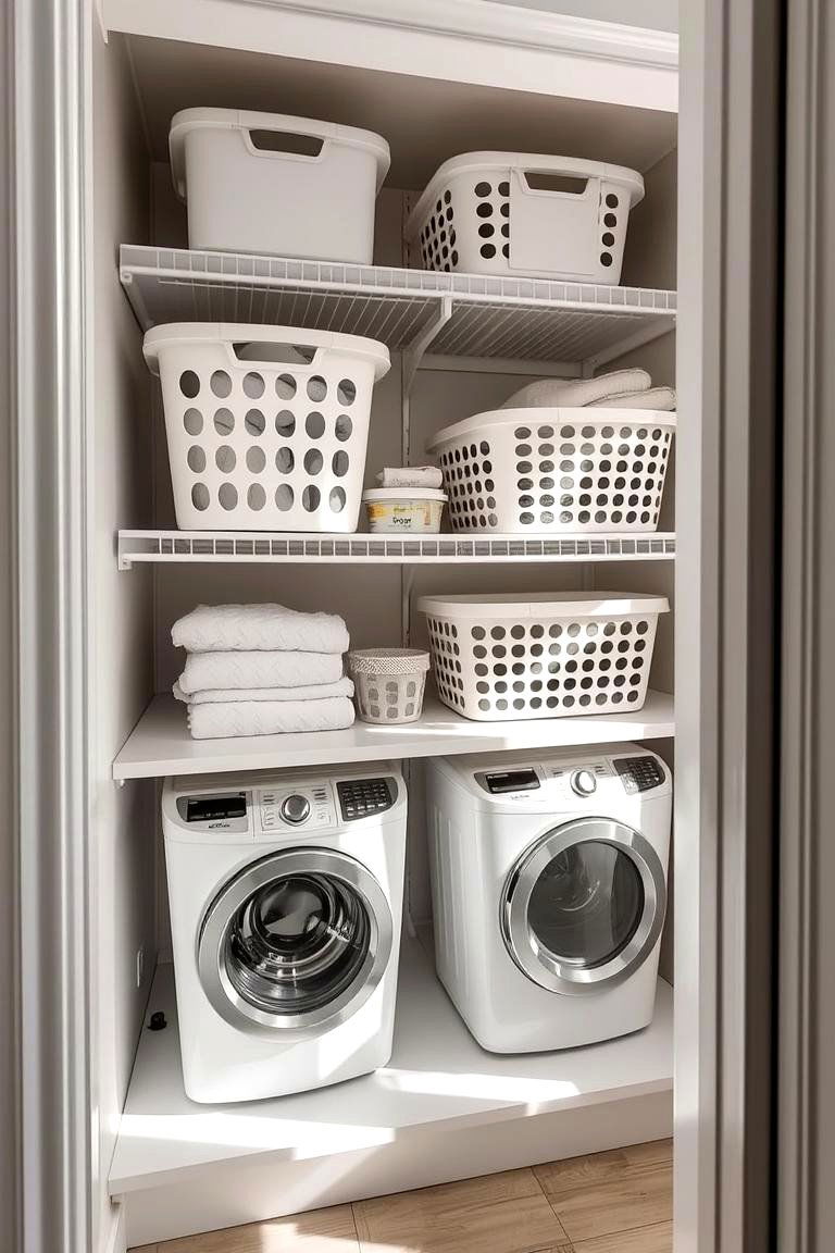 Closet Shelf Laundry Solutions - 24 Laundry Basket Storage Ideas