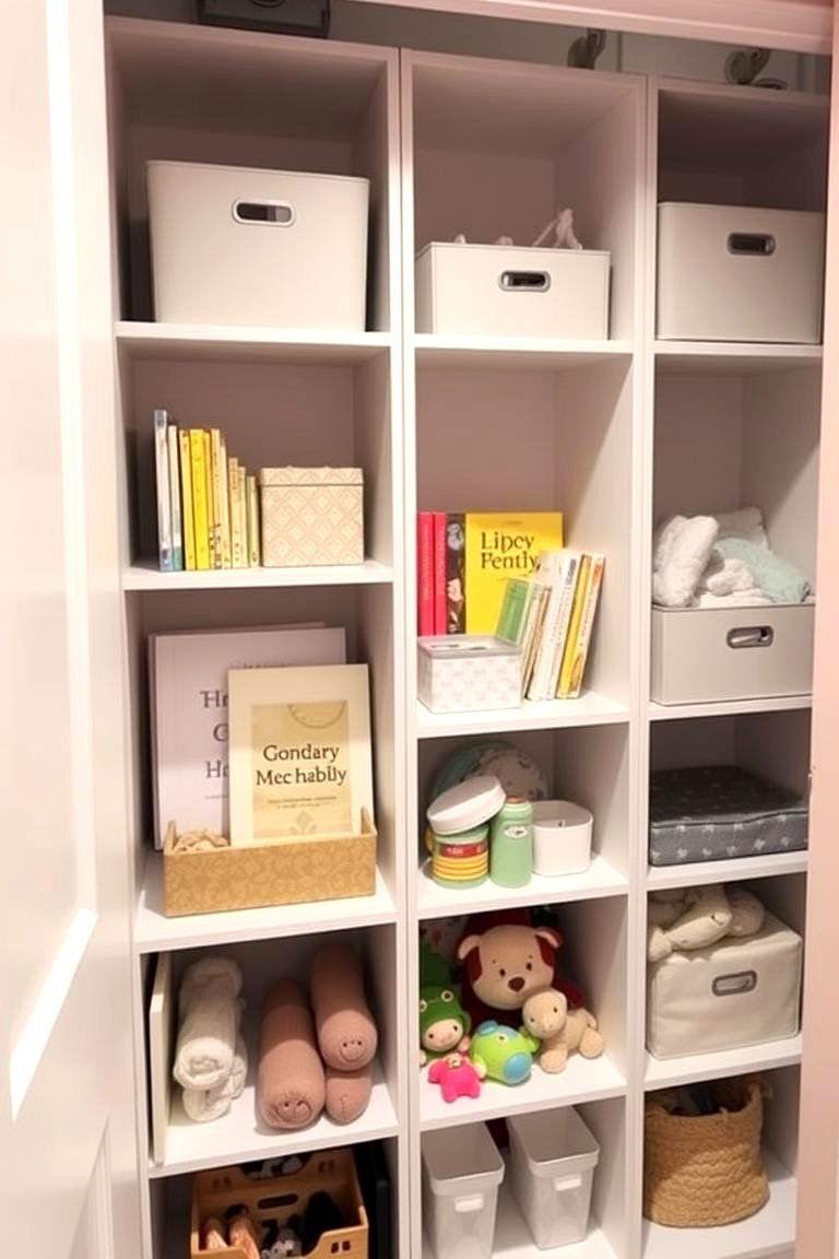 Closet Wall Shelving with Cubbies - 24 Nursery Closet Ideas