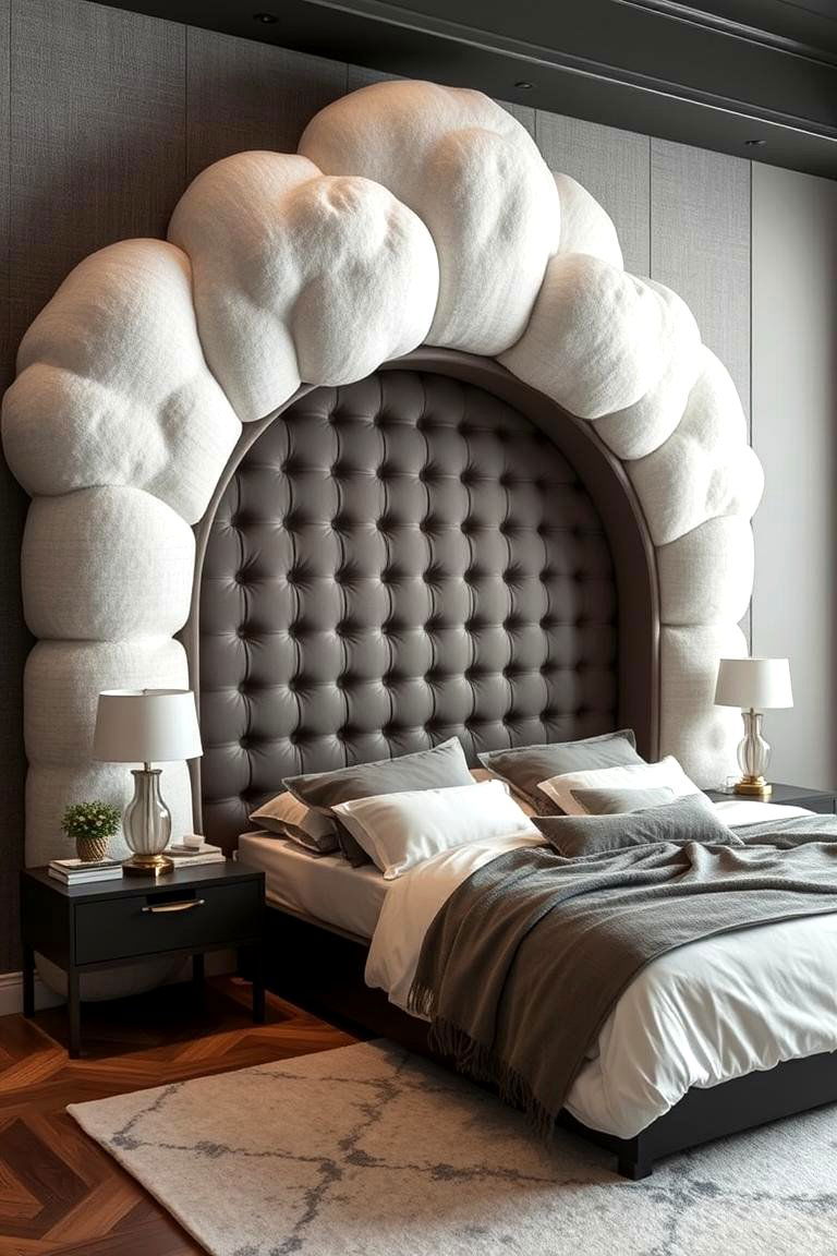 Cloud Like Upholstered Headboard - 24 Cloud Themed Bedroom Ideas