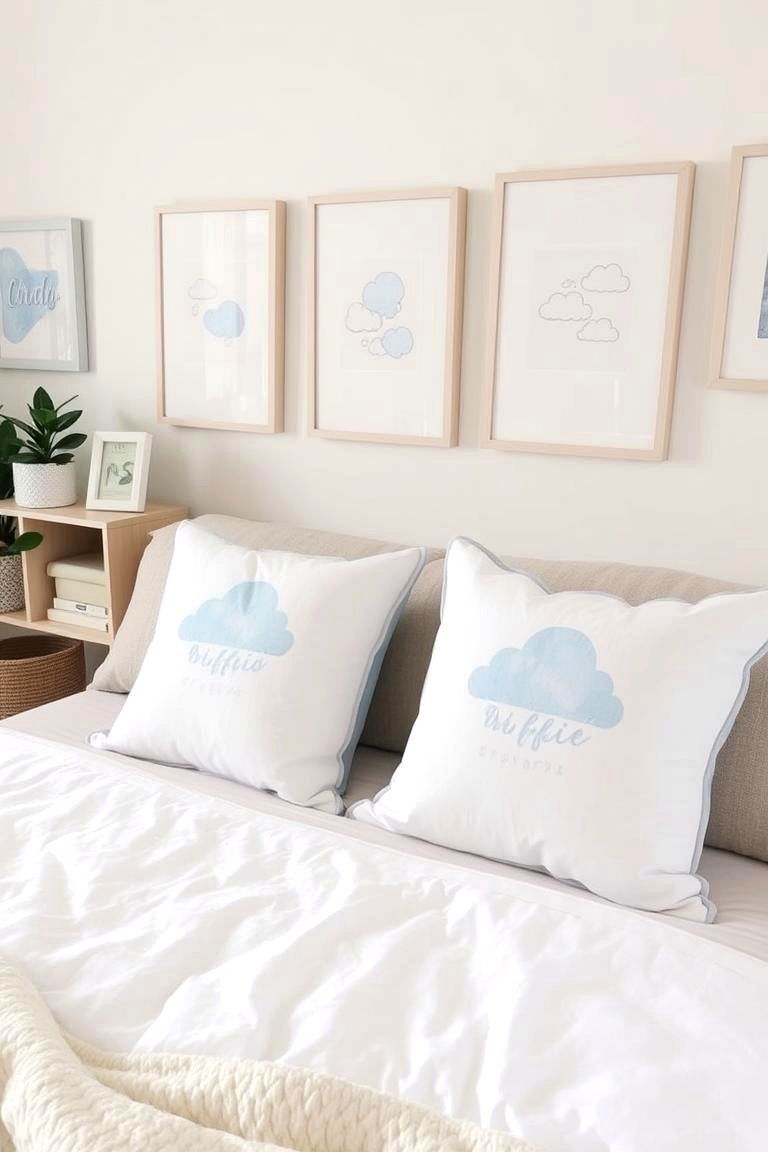 Cloud Motif Accent Pillows - 24 Cloud Themed Bedroom Ideas