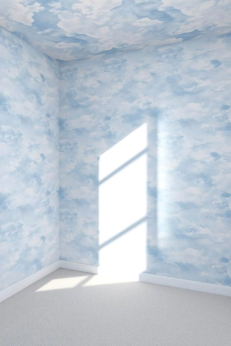 Cloud Patterned Wallpaper - 24 Cloud Themed Bedroom Ideas